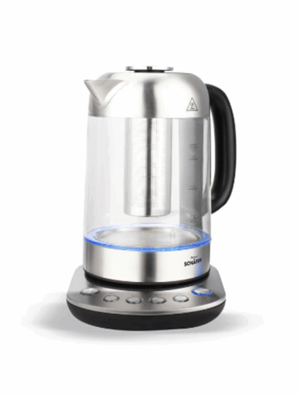 Wasserkocher mit Warmhaltefunktion und LED 1,7 Liter silber