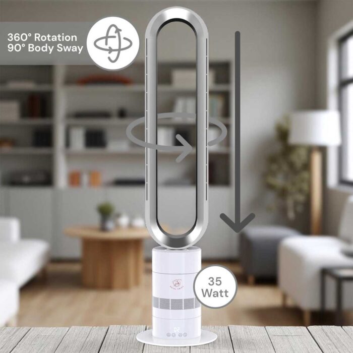 Leiser Turmventilator mit Fernbedienung - 9 Stunden Timer - 10 Geschwindigkeiten - 90° Oszillation - Energieeffizient & Sicher für Babys – Bild 6