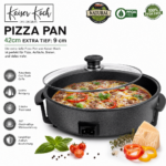 Kaiser Koch Elektrische Pizza-Pfanne Ø 42 cm | Extra Tief 9 cm | Mit Glasdeckel | Antihaftbeschichtung